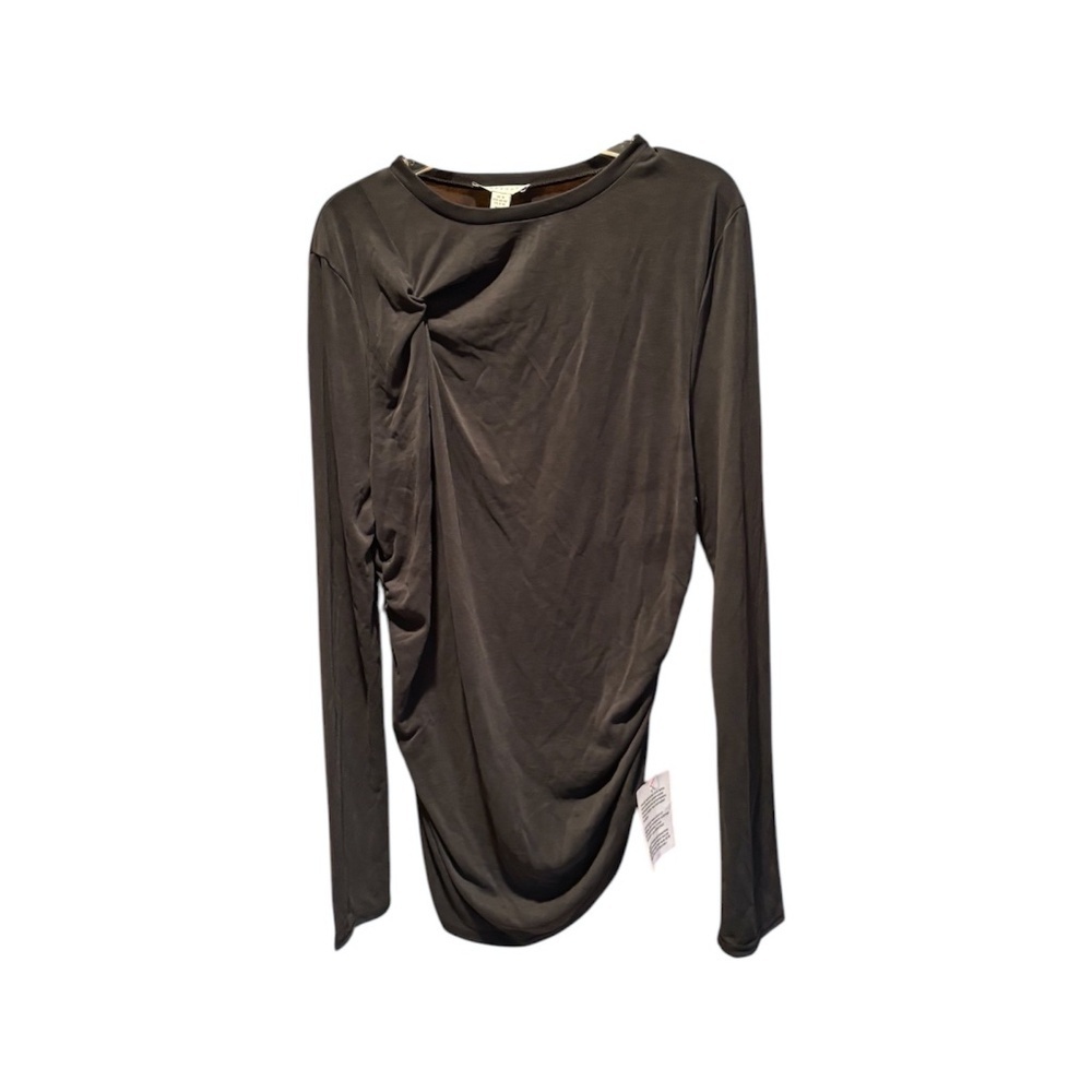 Topshop Knot Detail Cupro Long Sleeve Top in Slate Size 8/10 NWT